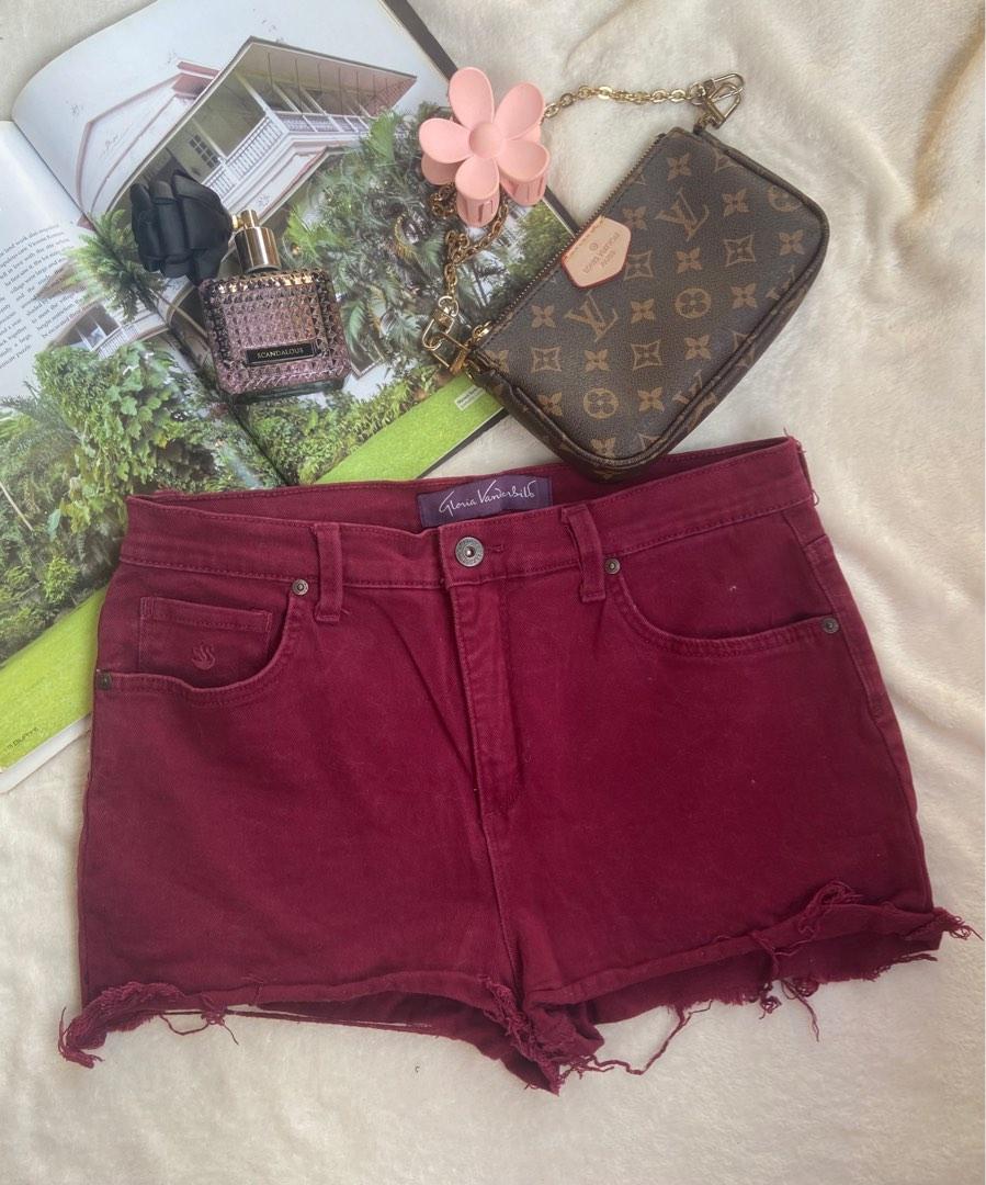 Cozy Red Soft Silk Highwaisted Shorts