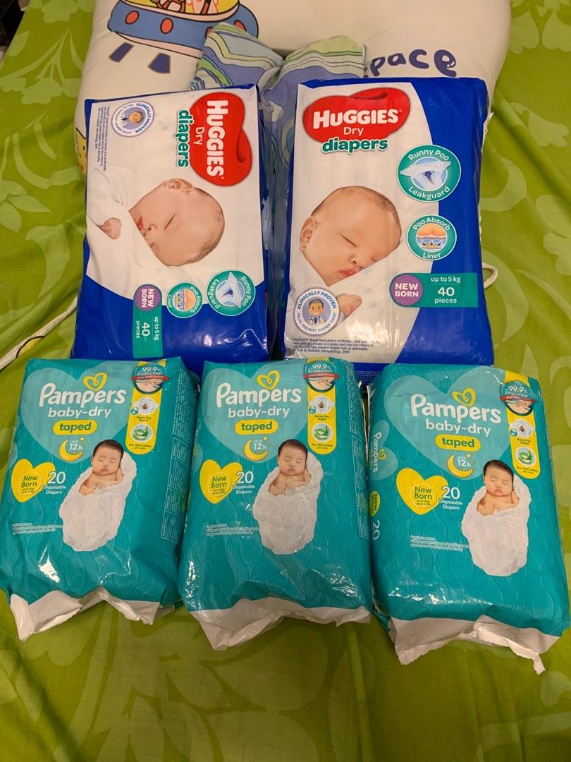 Huggies Dry Diapers and Pampers Baby-dry taped newborn, Babies & Kids
