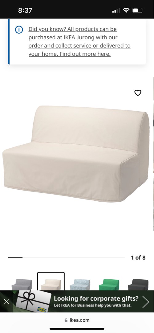 IKEA Lycksele sofa bed white, Furniture & Home Living, Furniture, Bed