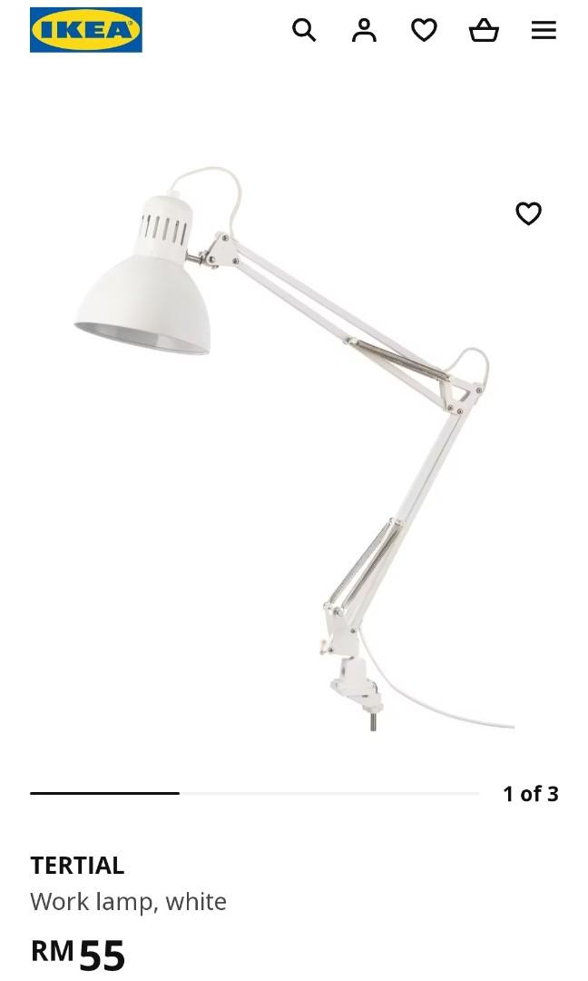 [40 OFF] IKEA Tertial Work Lamp White with Ryet LED Bulb, Furniture