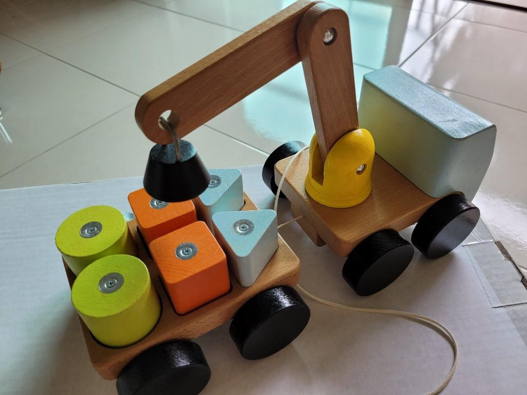 IKEA Wooden Pull Truck with Magnectic Shape Sorting Puzzles, Hobbies & Toys, Toys & Games on