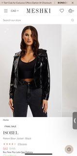 Isobel Patent Biker Jacket - Black