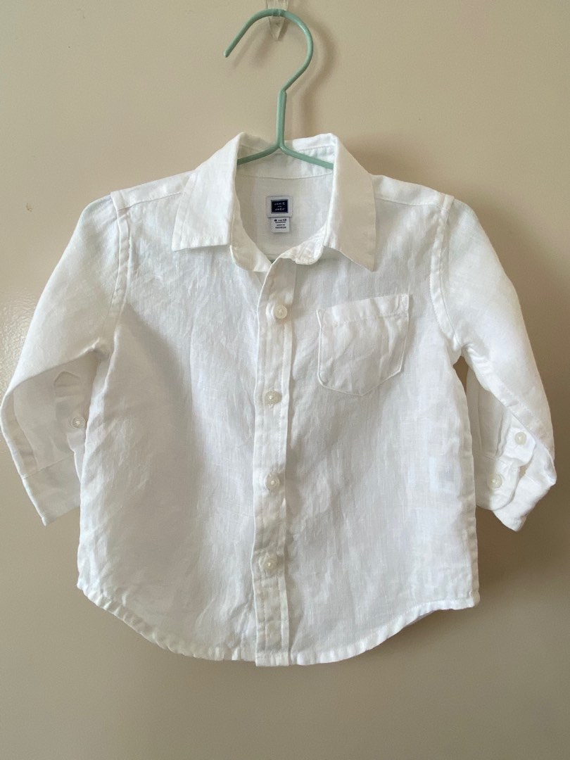 JANIE & JACK 100 linen shirt, Babies & Kids, Babies & Kids Fashion on