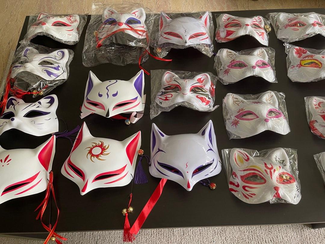 Japanese style and style painted fox mask TikTok same half- faced fox demon  mask cos anime cat face mask men and women, Health & Nutrition, Face Masks  & Face Shields on Carousell