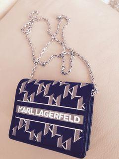 Karl Lagerfeld k/ikonik Mono Stripe small purse
