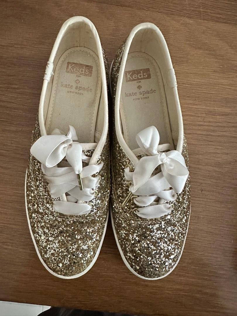 keds Kate Spade gold glitter sneakers Women s Fashion Footwear Sneakers on Carousell