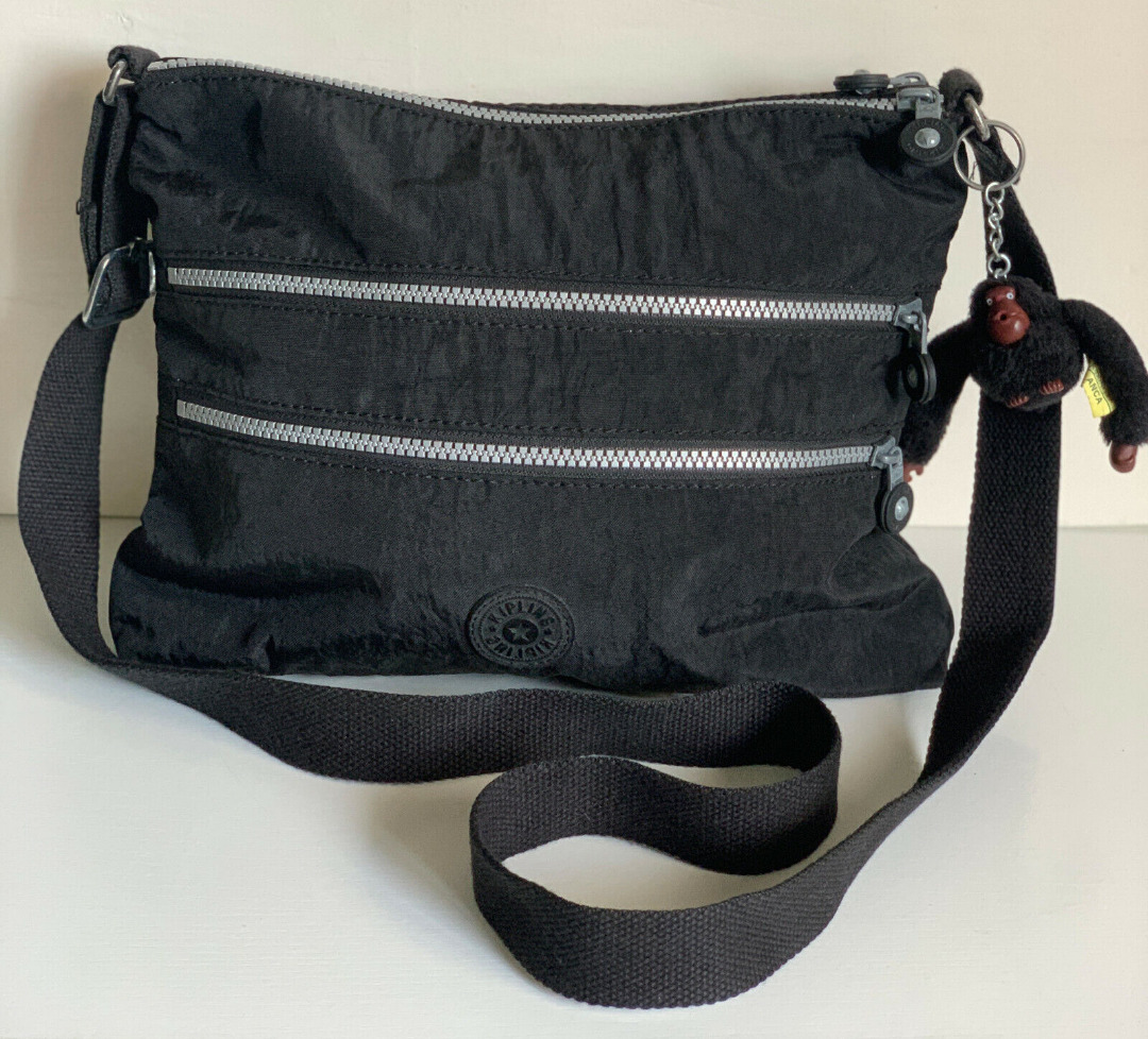 KIPLING ALVAR CROSSBODY SLING SHOULDER BAG PURSE IN BLACK SALE, Women's Fashion, Bags & Wallets