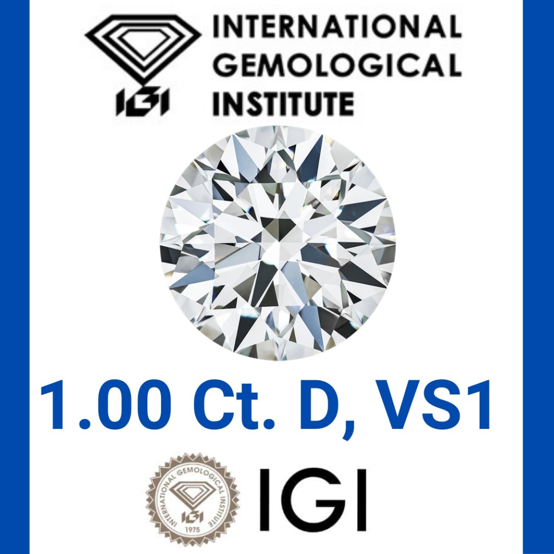Lab Grown Diamonds IGI Certified 1.00 ct, D, VS1, Luxury, Accessories on Carousell