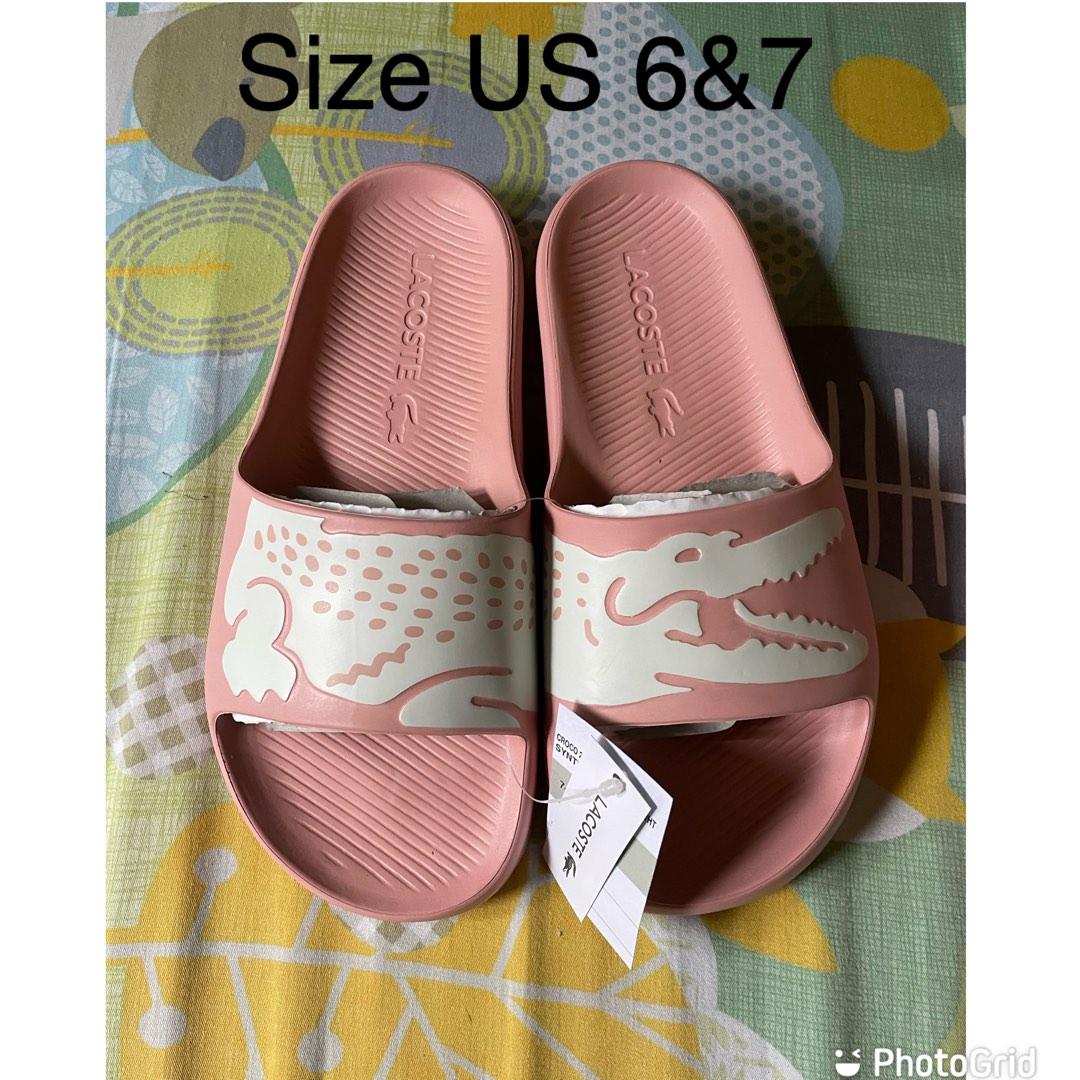 Pink best sale lacoste slides