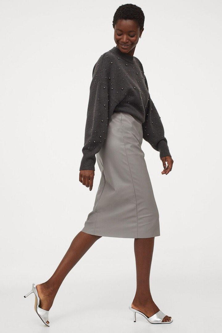 H and m black leather skirt online
