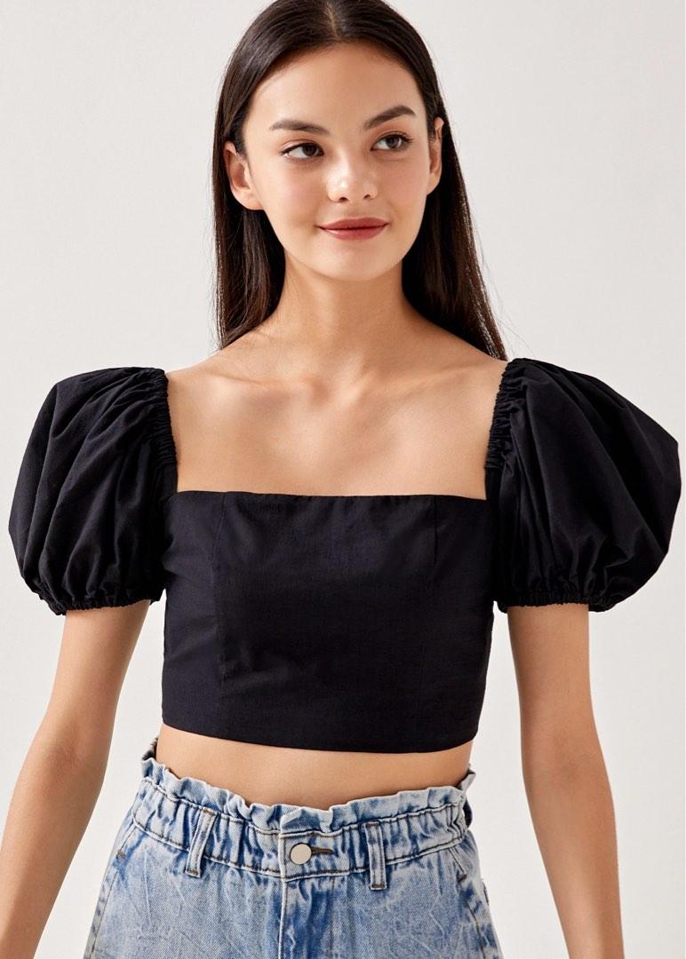 Puff sleeve bustier on sale top