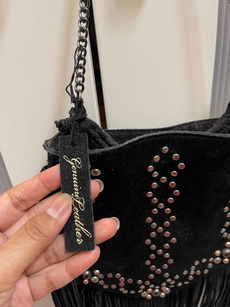 Mango fringe sales leather bag