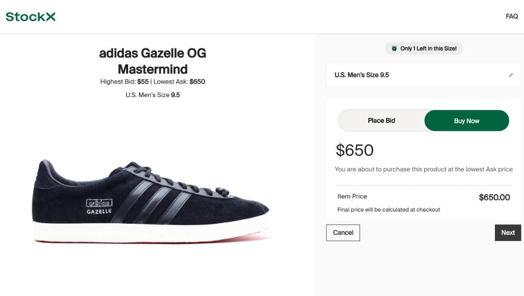 Mastermind Japan x Adidas Gazelle