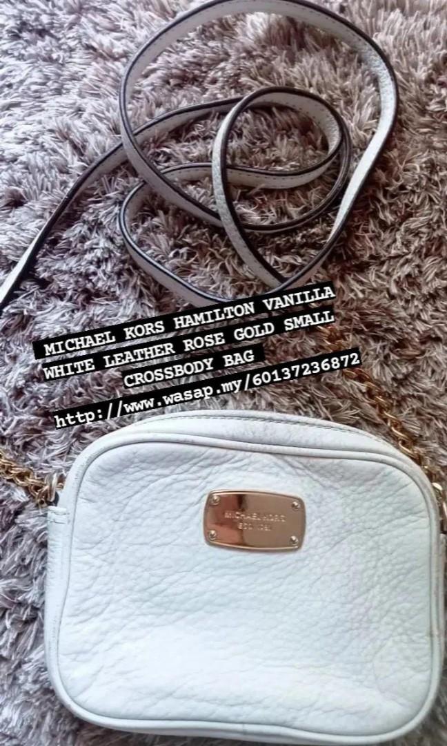 MICHAEL KORS HAMILTON VANILLA WHITE LEATHER ROSE GOLD SMALL
