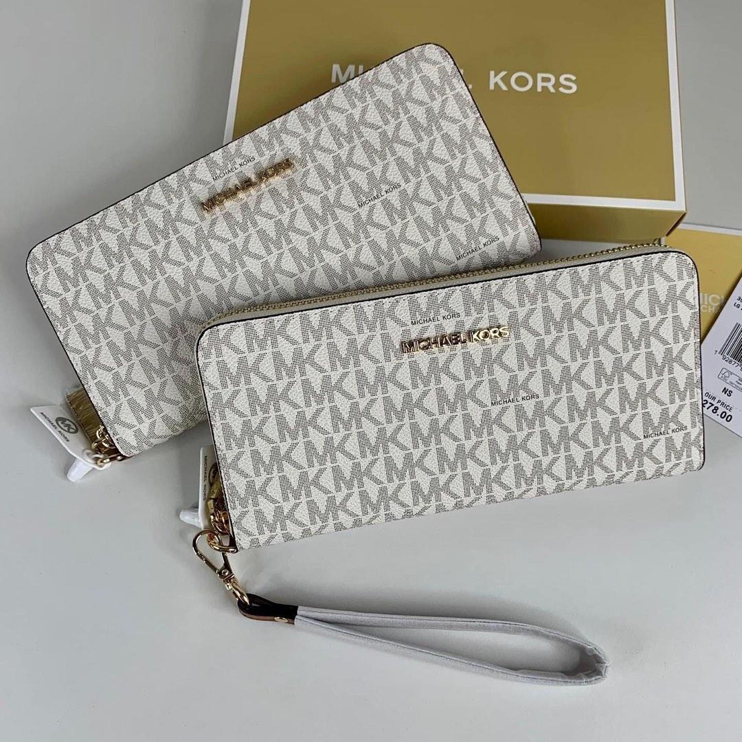 Michael Kors Jet Set Continental Zip Wallet vanilla brown