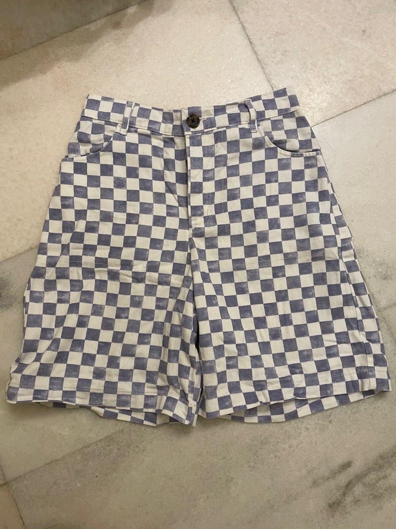 Checkered sale denim shorts