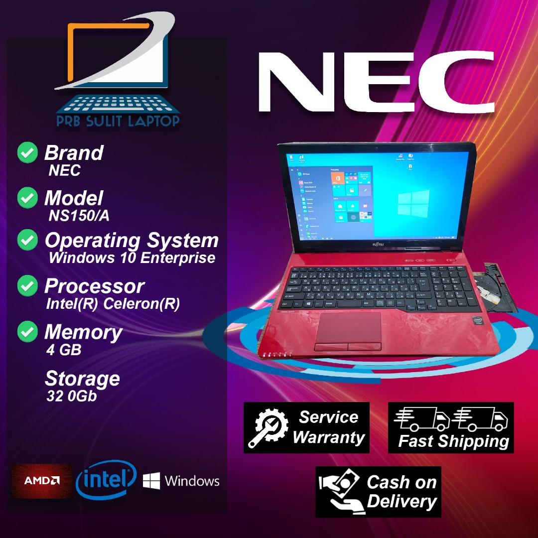 NEC 5th Generation (Ultra slim glossy type ) Lavie NS150/A Intel(R)  Celeron(R) CPU 3205U @1.50GHz (2 CPUs), ~1.5GHz (5th Gen) Memory: 4GB Ram  320gb