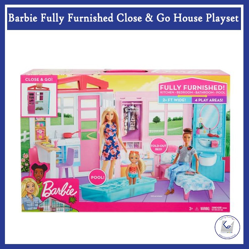 Barbie estate fully furnished close on sale & go house with themed accessories