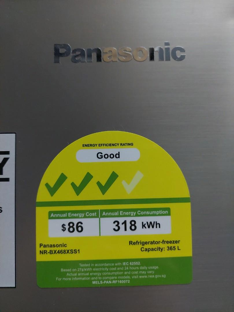 Panasonic refrigerator fridge inverter 3ticks 365L net warranty 2months