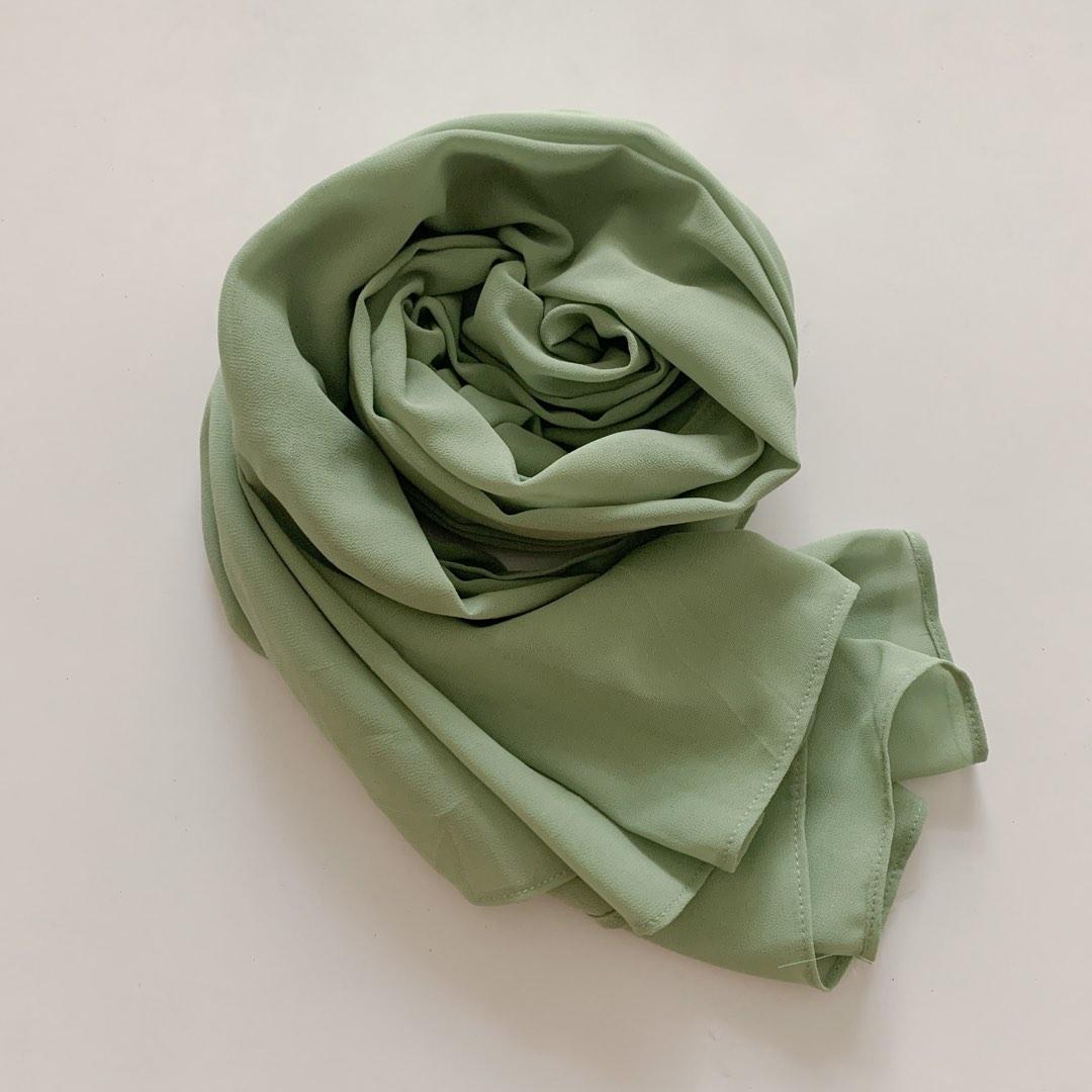Pashmina ceruti Hijau sage [NEW], Fesyen Wanita, Muslim Fashion, Syal