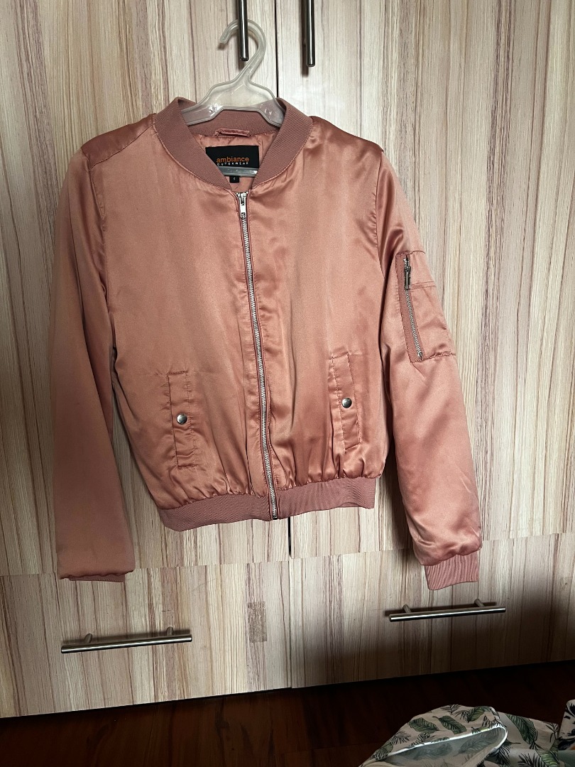 Marshmallow Pink Pattern Print Women Casual Bomber Jacket