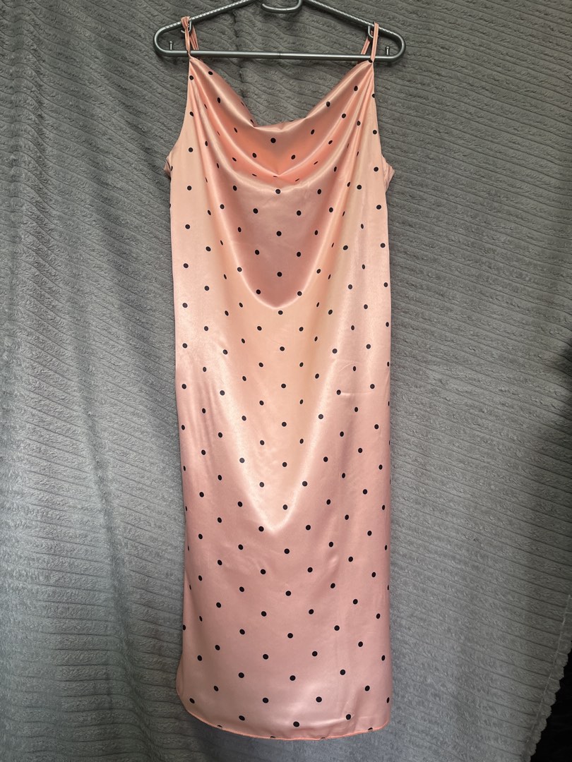 Polka dot satin dress, Women's Fashion, Dresses & Sets, Dresses on Carousell