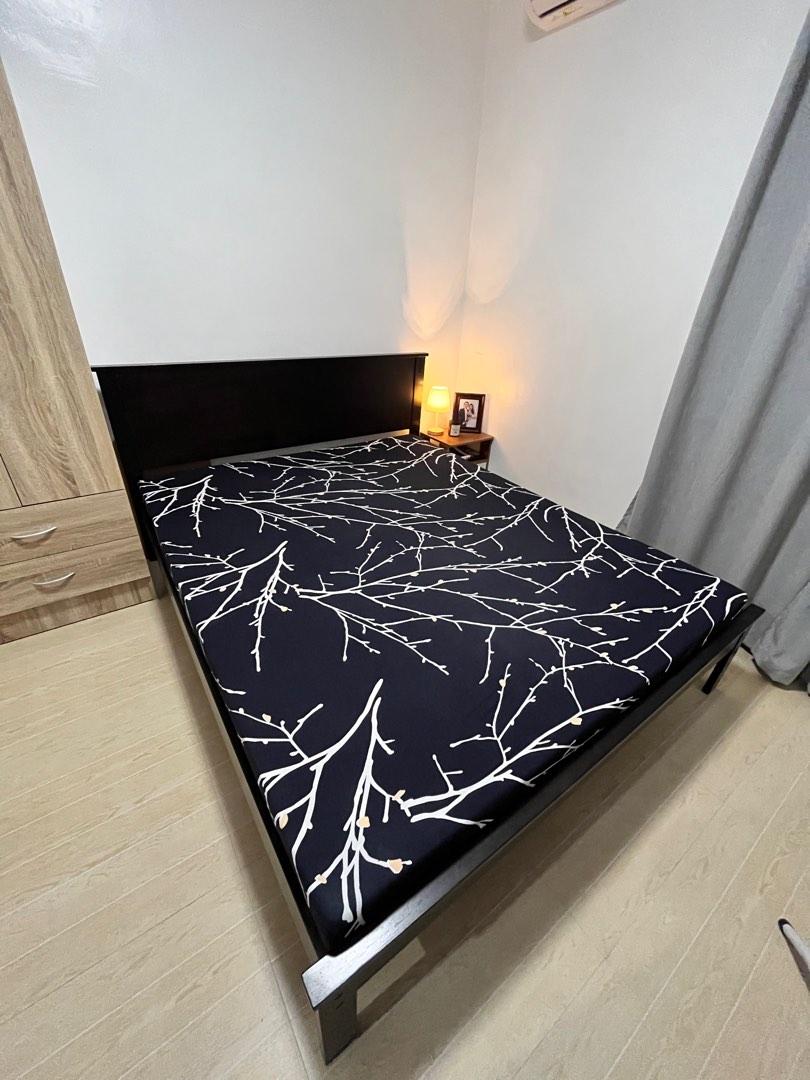 Queen size Malaysian Rubber wood bed frame, Furniture & Home Living