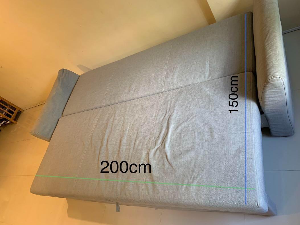 SOLD Queensize light grey sofa bed with washable covers, cushions