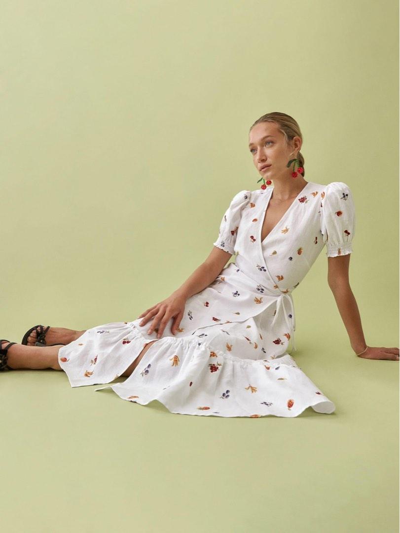 Reformation Veronika Linen Dress Fruit Loops, Women's Fashion