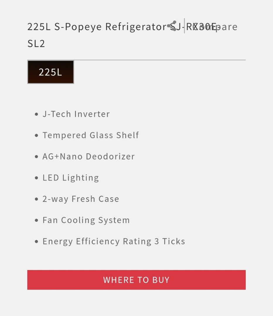 Sharp fridge, TV & Home Appliances, Kitchen Appliances, Refrigerators