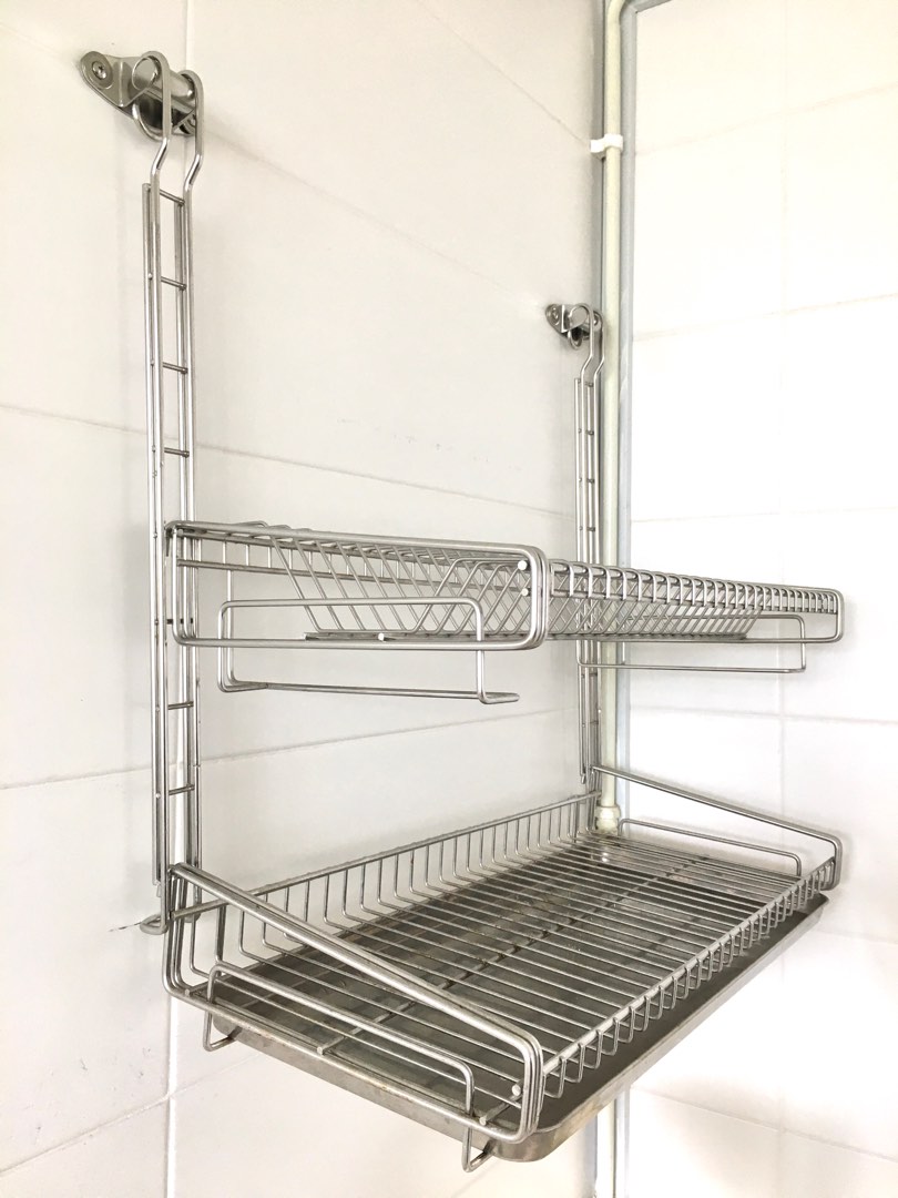 Stainless Steel Dish Drying Rack Wall Mount, Furniture & Home Living ...