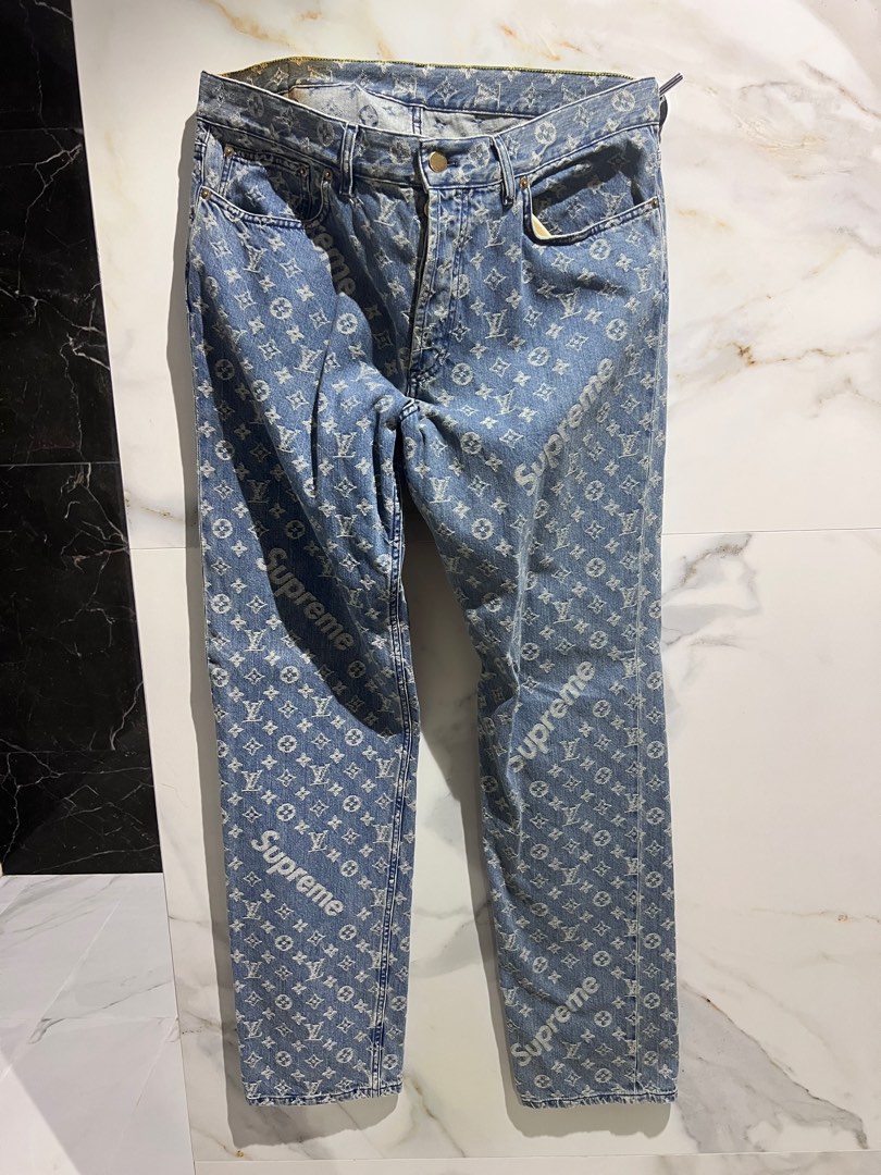 Supreme X Louis Vuitton Jacquard Denim Jeans, Men's Fashion, Bottoms, Jeans  on Carousell
