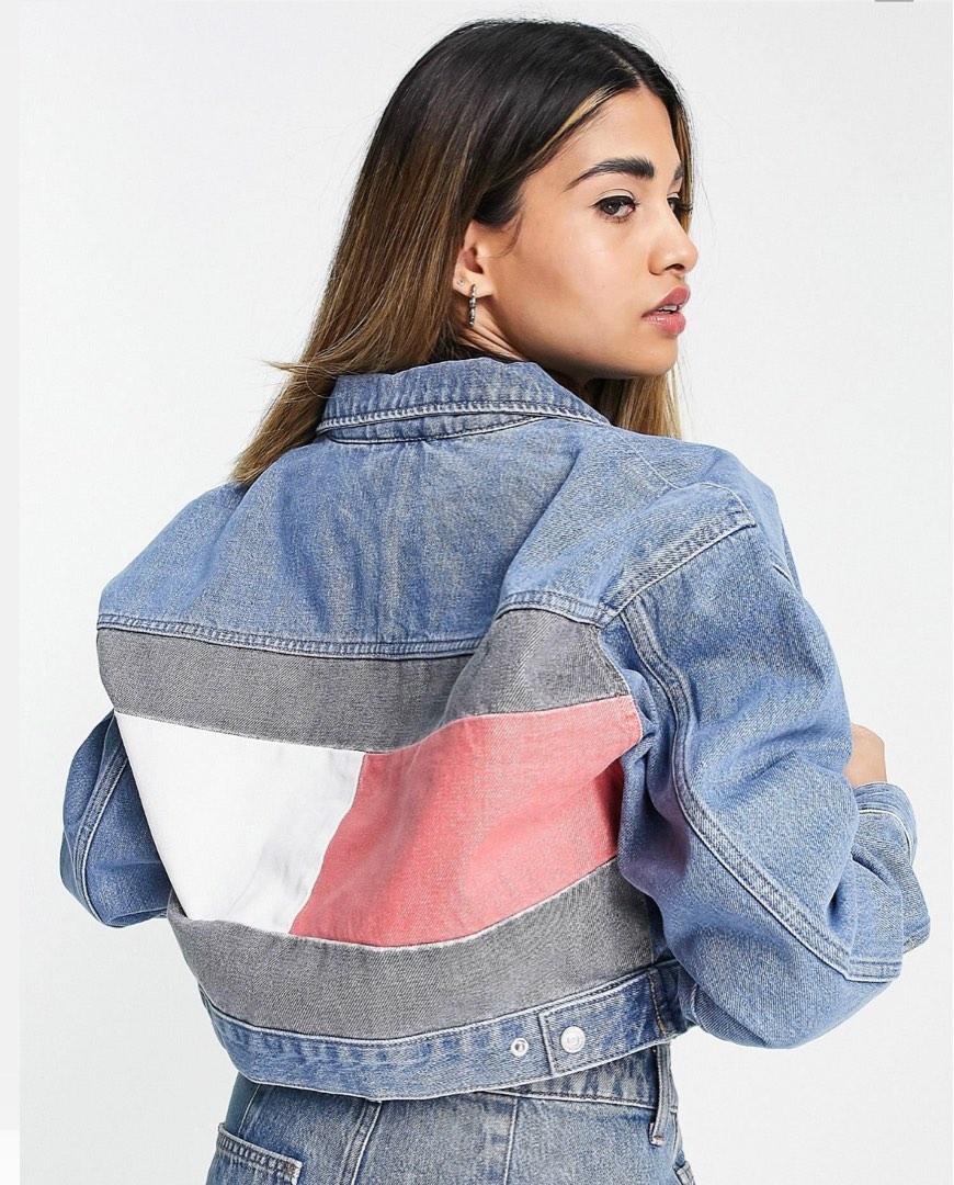 Tommy Jeans cropped denim jacket Women s Fashion Coats Jackets