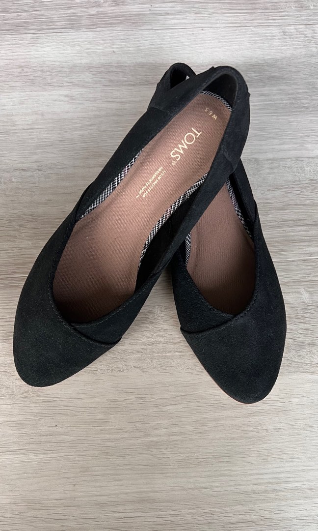 Toms black flats womens on sale