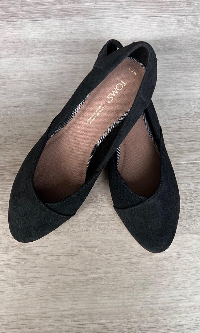 Toms black cheap suede flats
