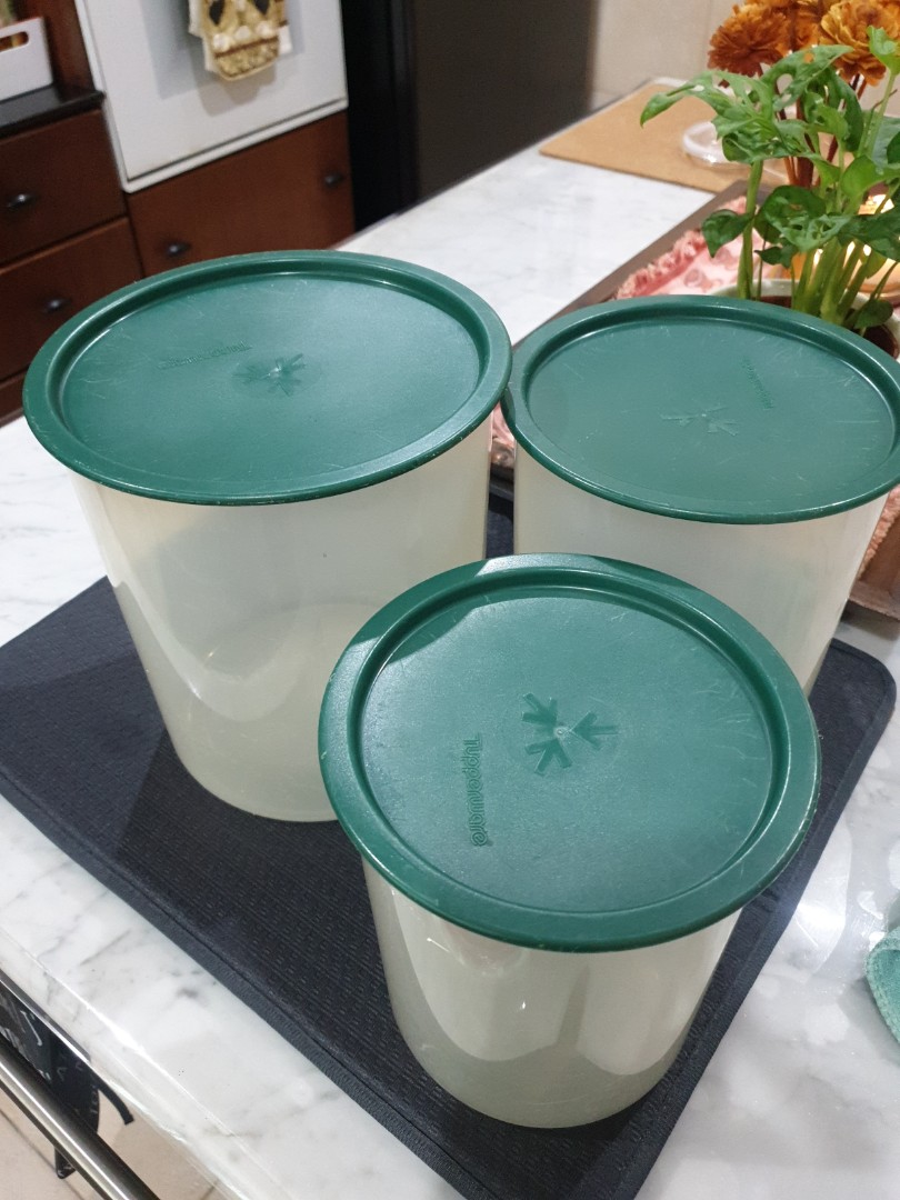 Tupperware One Touch Canister Set of 3, Furniture & Home Living ...