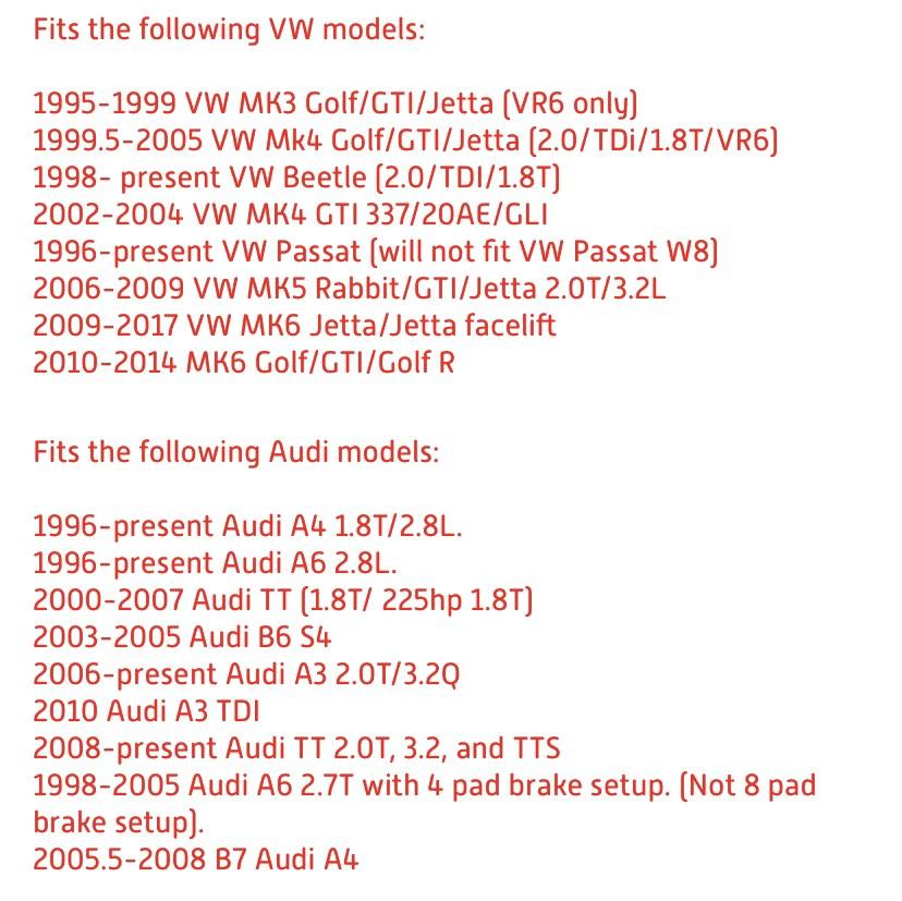 Tyrolsport Brake Caliper Stiffening Kit for VW or Audi, Car Accessories
