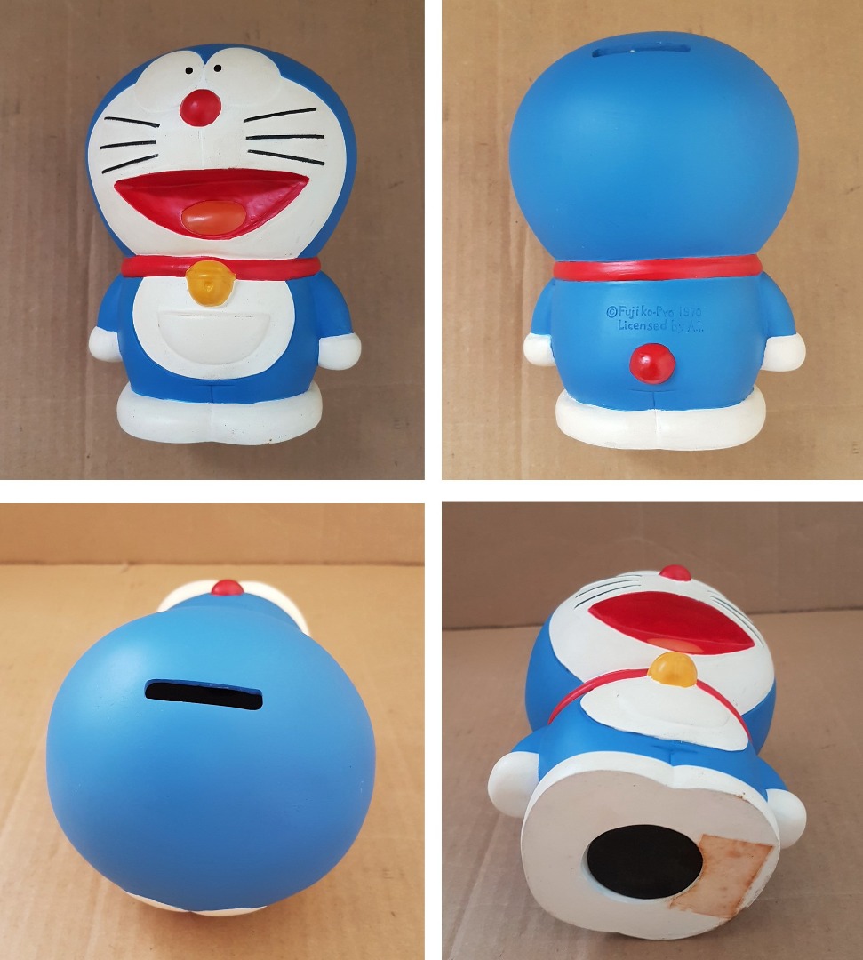 Vintage Doraemon Coin Bank, Doraemon Figurine, Original 1970 Figure