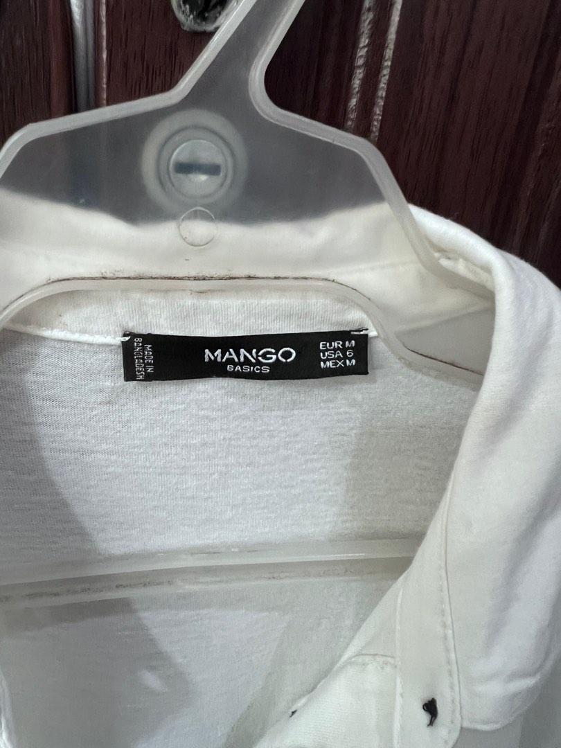 Women’s White Mango Button-down Blouse (Category: Blouses) located in Boac. Submitted by honeybeecat (Listing ID 1190217577, Image 2). Description: Comfortable cotton buttondown. “Heartbreaker” is embroidered on the chest. Has a couple of small minor stains (shown in the pictures) RFS: Not my style - Meet up around UST - Lalamove or J&T (Shipping fee shouldered by the buyer) Price is negotiable.