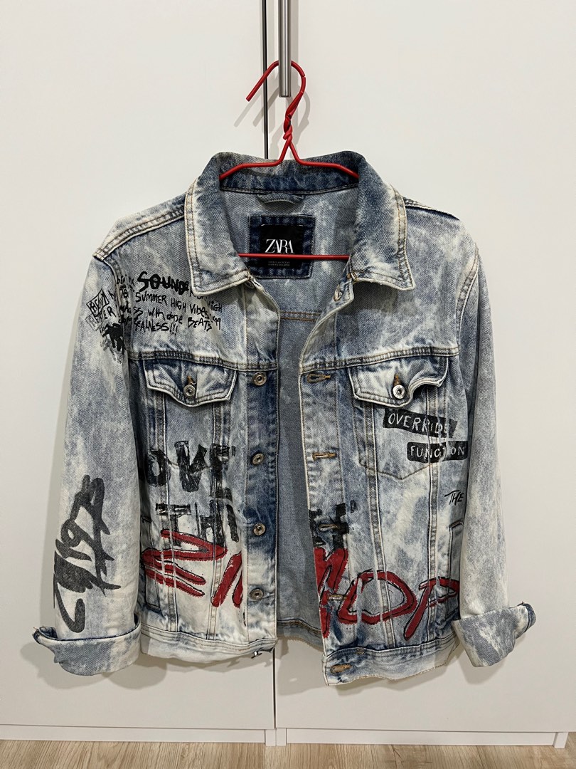Printed denim jacket zara on sale