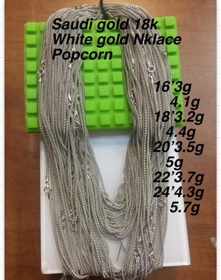 18K Saudi White Gold Popcorn Chain Women s Fashion Jewelry