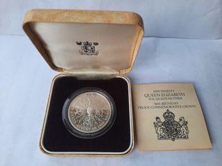 1980 UK Queen Mother 80th Birthday 25p Silver Proof Crown