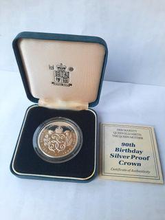 1990 UK Queen Mother 90th Birthday Silver Proof Coin