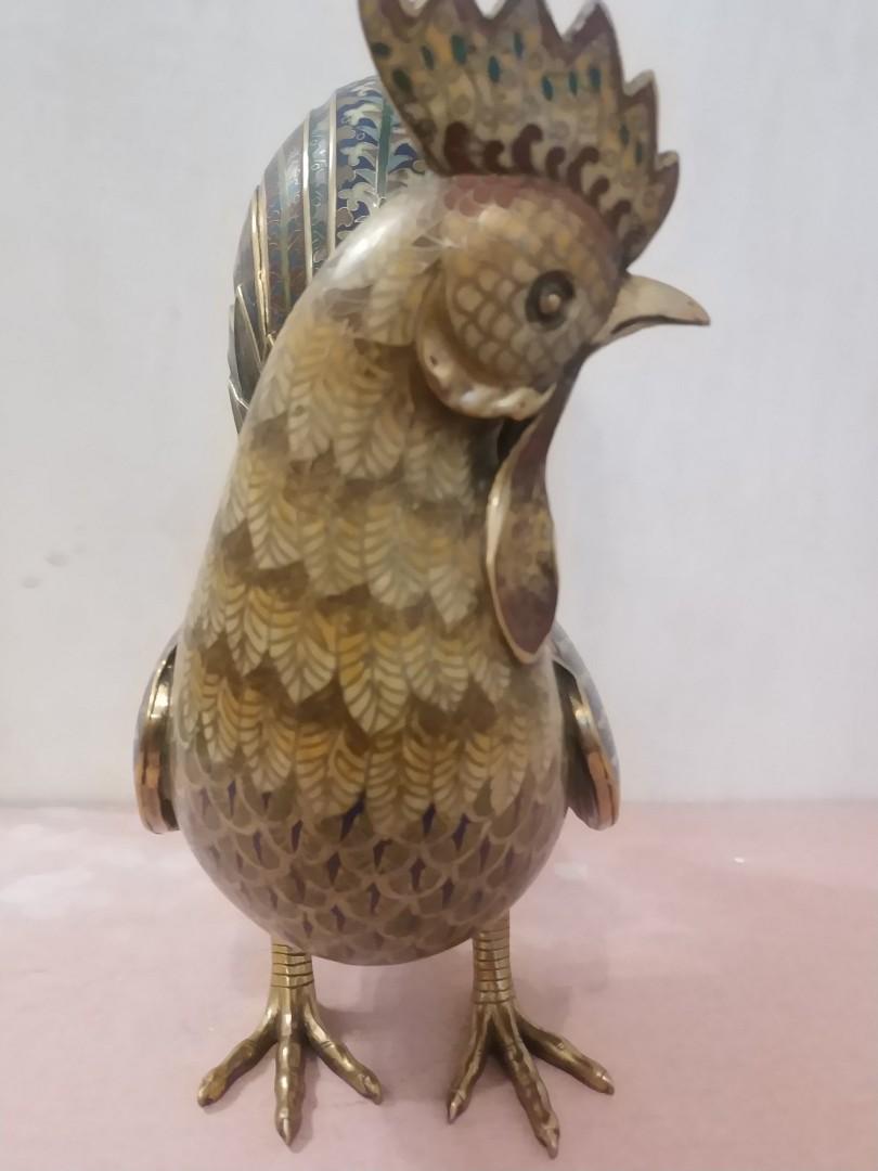 私人珍藏古董大型銅底景泰藍彩雞, 底款乾隆年制. 供欣賞!, 興趣及遊戲