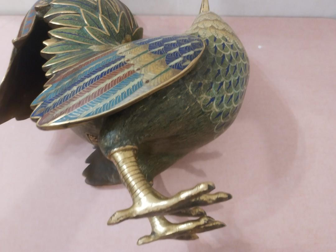 私人珍藏古董大型銅底景泰藍彩雞, 底款乾隆年制. 供欣賞!, 興趣及遊戲