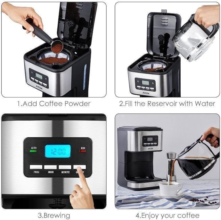 Aicok Filter Coffee Machine, 1.8 Litre Drip Coffee Maker, 60s Fast