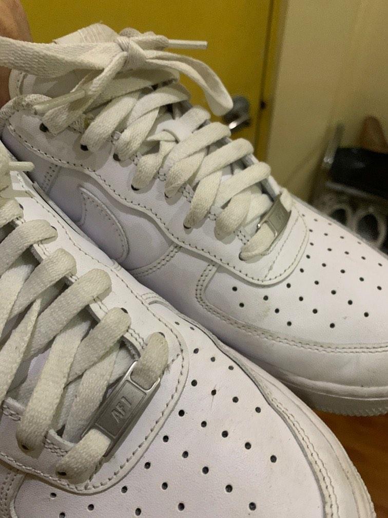 Air force 1 triple white (Category: Sneakers) located in Quezon City. Submitted by goodollovedgoods (Listing ID 1190453535, Image 3). Description: Nike Air force 1 Sz9.5 No issue just dirty With box Legit pair Price firm Used for a month only.