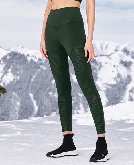 Alo High Waist MOTO Legging in Forest Green XXS Women s Fashion