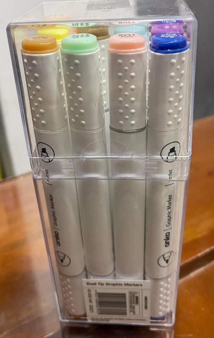 Anko 12 Pack DualTip Graphic Permanent Markers, Hobbies & Toys