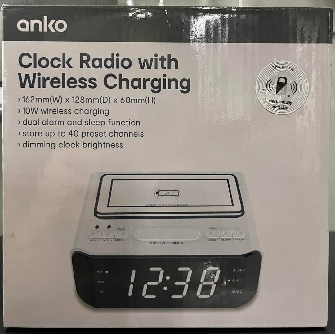 Anko Clock Radio with Wireless Charging, Furniture & Home Living, Home